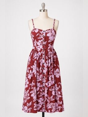 NWT Free People Red & Pink The Perfect Cotton Blend Sundress Sz L